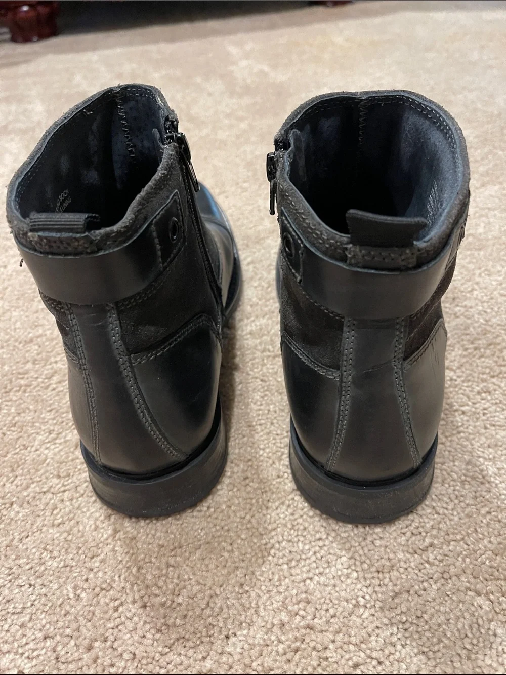 Men's Black Leather Zip Ankle Boots